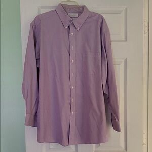 Roundtree & Yorke Men's Burgundy & WhiteStripe  Dress Shirt